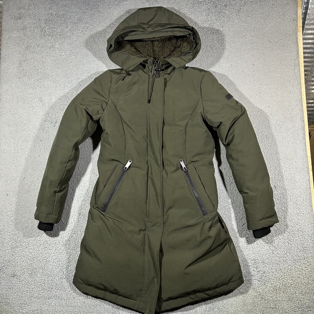 Sam Edelman Olive Green Winter Coat Sherpa-lined Hood Women's Size Small